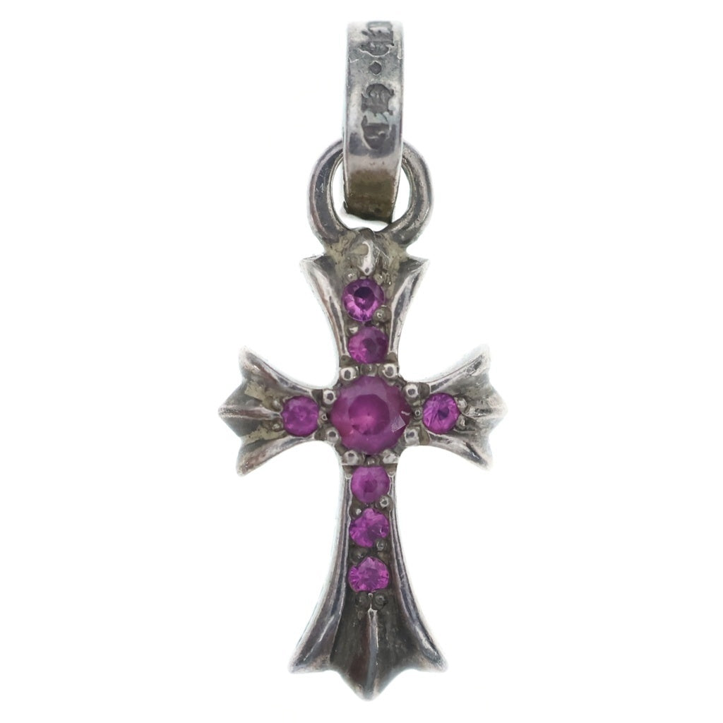 CHROME HEARTS(クロムハーツ) CRS BBYFAT P SAP ベイビーファットクロス PAVE ピンクサファイア ペンダントトップ シルバー