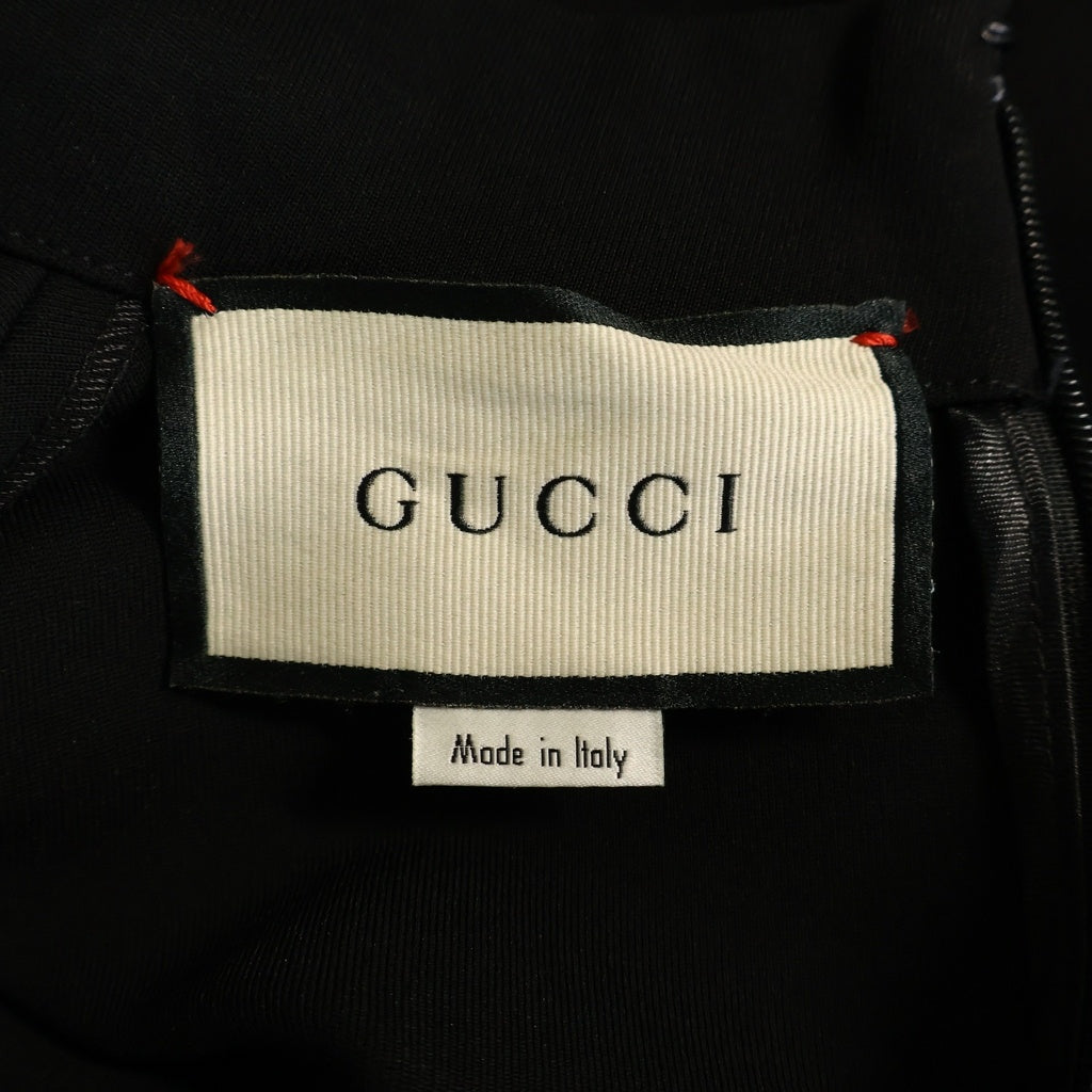 GUCCI(グッチ) ホースビッド ハイネック ショートスリーブ バックジップ ワンピース ブラック 598881 XJBYO レディース