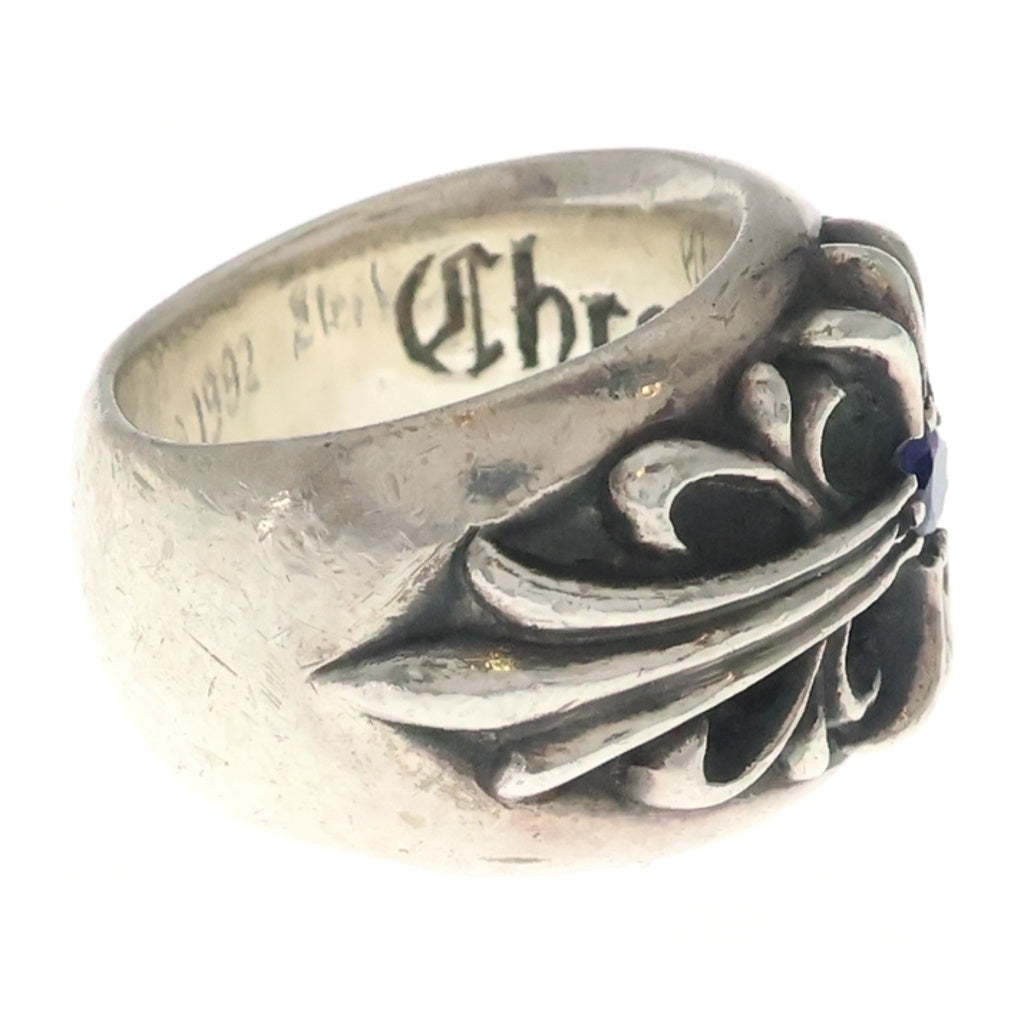 CHROME HEARTS(クロムハーツ) FLRL CRS 1SAP フローラルクロス ワンポイントサファイヤ リング シルバー