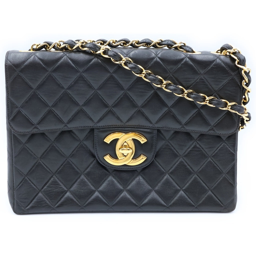 CHANEL(シャネル) マトラッセ30 Sフラップ/Wチェーンショルダーバッグ 黒 ラムスキン GD金具 シール・Gカード 5105827 箱 保 レディース