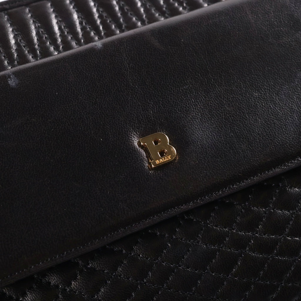 BALLY(バリー) キルティング チェーンショルダーバッグ ブラック レザー レディース