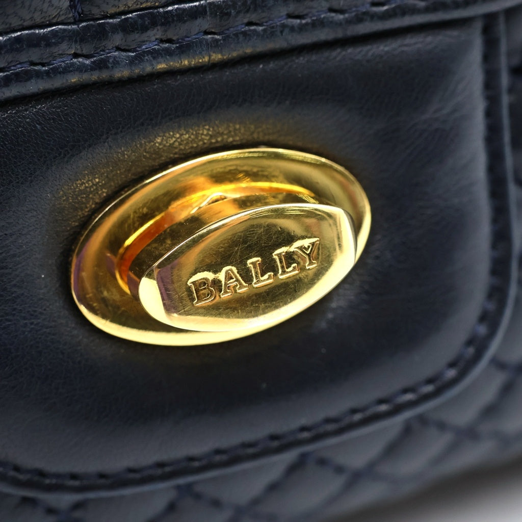 BALLY(バリー) ターンロック キルティング チェーンショルダーバッグ ブラック レザー レディース