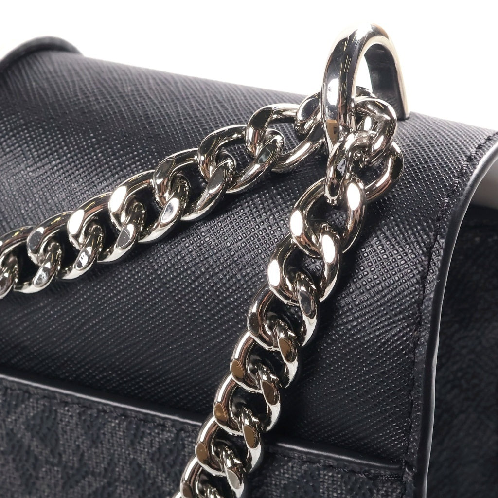 MICHAEL KORS(マイケルコース) MKシグネチャー カラーブロック フラップ クロスボディ スモール ショルダーバッグ PVCレザー ブラック×ホワイト レディース