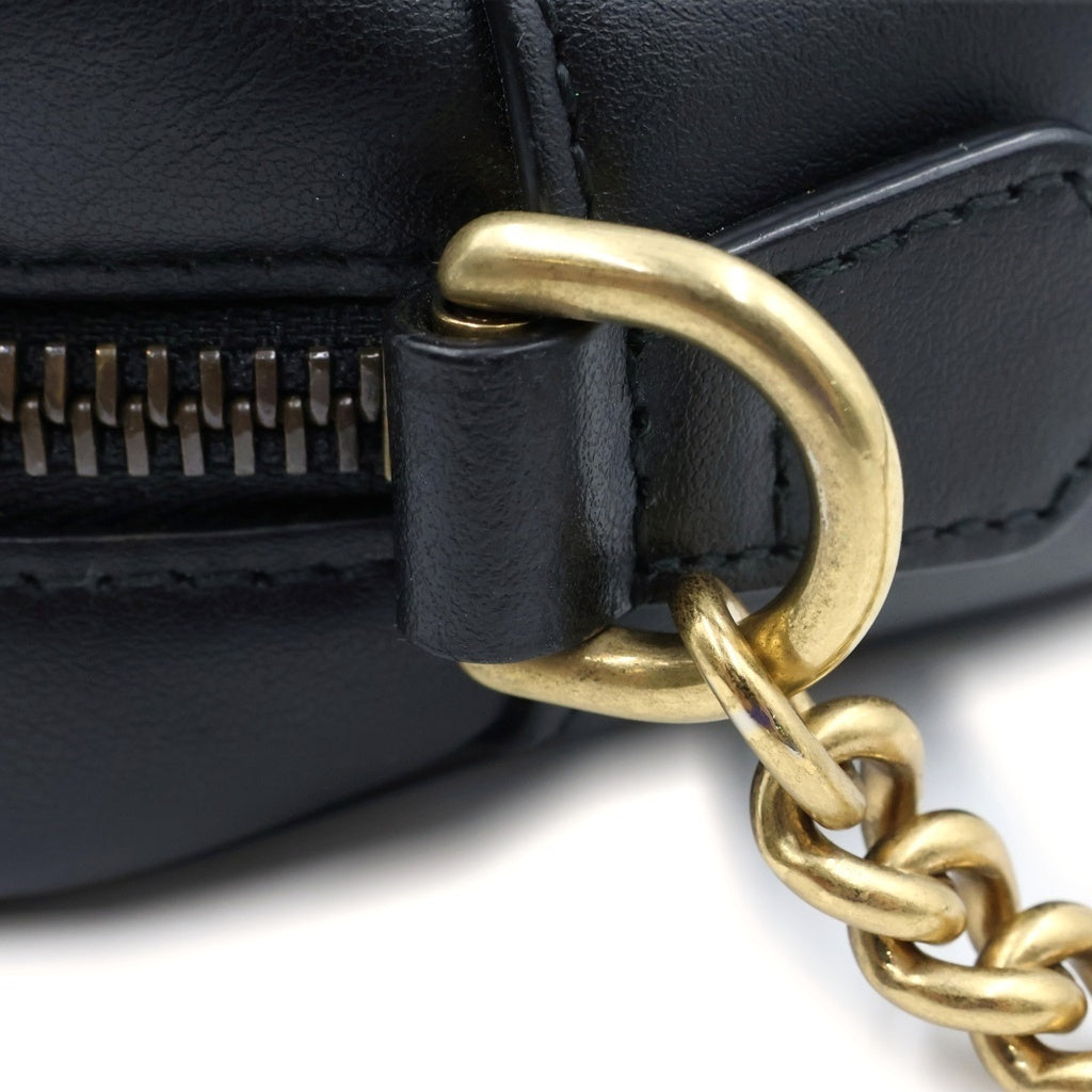 GUCCI(グッチ) GGマーモント ミニ チェーン ショルダーバッグ ブラック ゴールド金具 レザー 735355 レディース