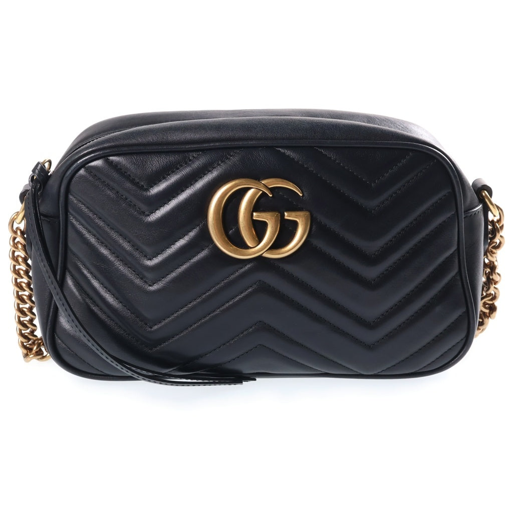GUCCI(グッチ) GGマーモント チェーン ショルダーバッグ ブラック ゴールド金具 レザー 447632 レディース