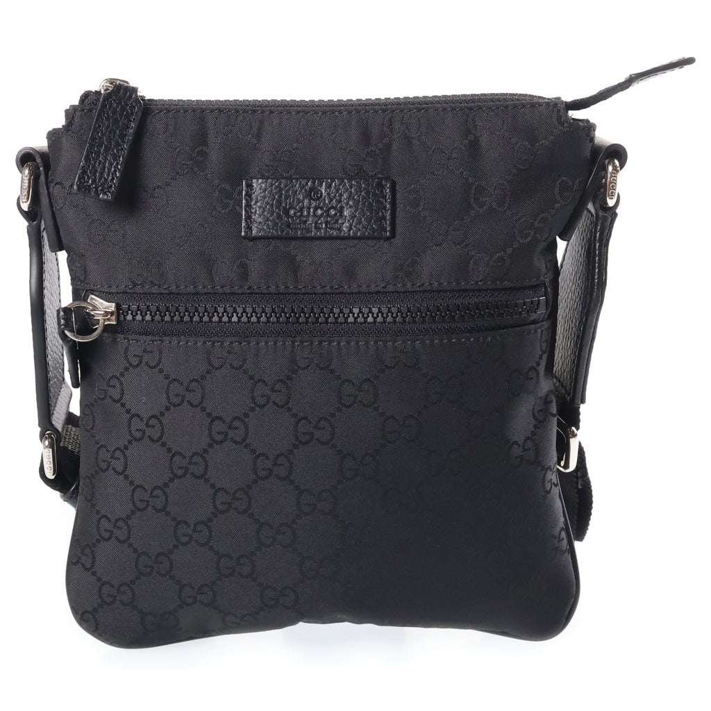 GUCCI(グッチ) GGキャンバス ショルダーバッグ GGナイロン ブラック ナイロン×レザー 449183 449133 レディース