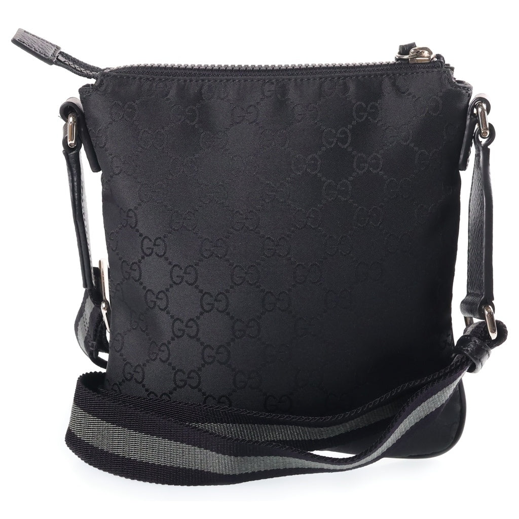 GUCCI(グッチ) GGキャンバス ショルダーバッグ GGナイロン ブラック ナイロン×レザー 449183 449133 レディース