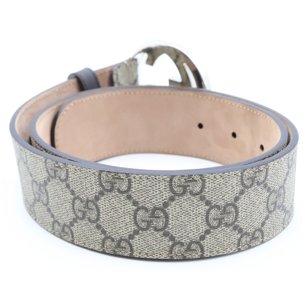 GUCCI(グッチ) GGスプリーム インターロッキング ベルト ベージュ PVCレザー 411924