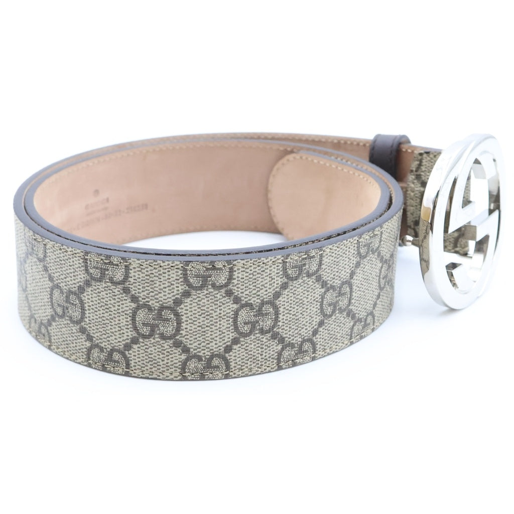 GUCCI(グッチ) GGスプリーム インターロッキング ベルト ベージュ PVCレザー 411924