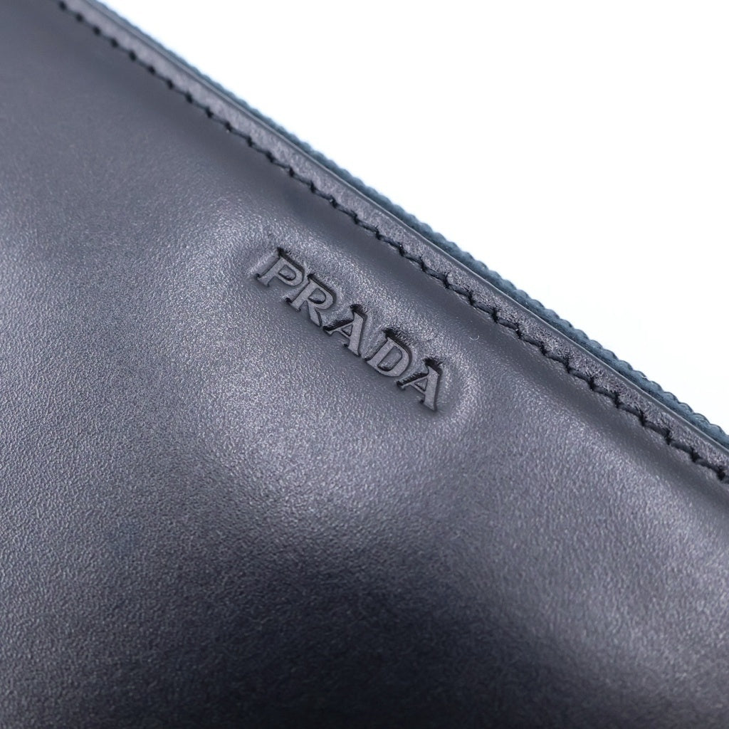 PRADA(プラダ) ロゴ ラウンドファスナー 長財布 ブラック レザー