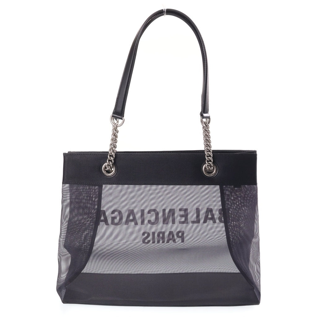 BALENCIAGA(バレンシアガ) デューティフリー ミディアム トートバッグ ハンドバッグ メッシュ×レザー ブラック 741602 レディース
