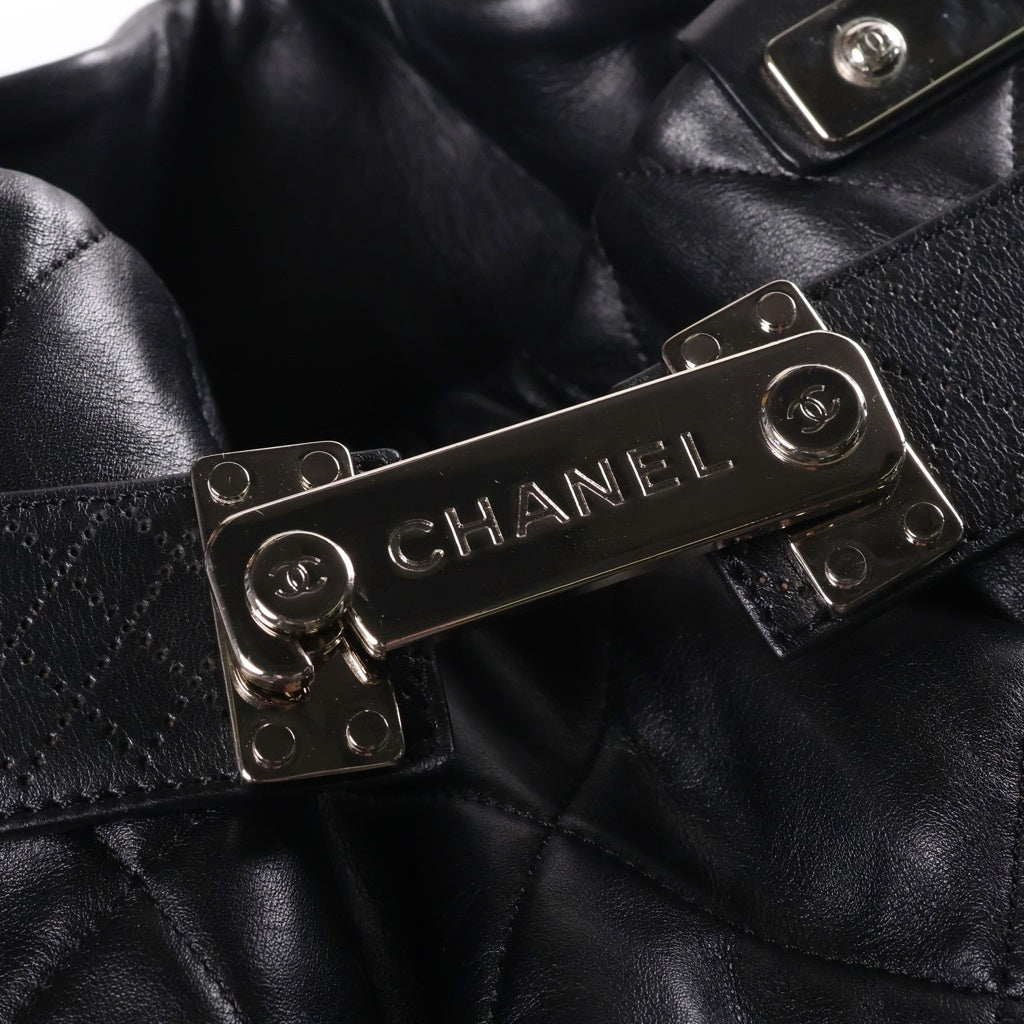 CHANEL(シャネル) パリ ロンドン ドアラッチ トートバッグ ハンドバッグ ラムスキン ブラック シルバー金具 シール付き 12 番台 レディース