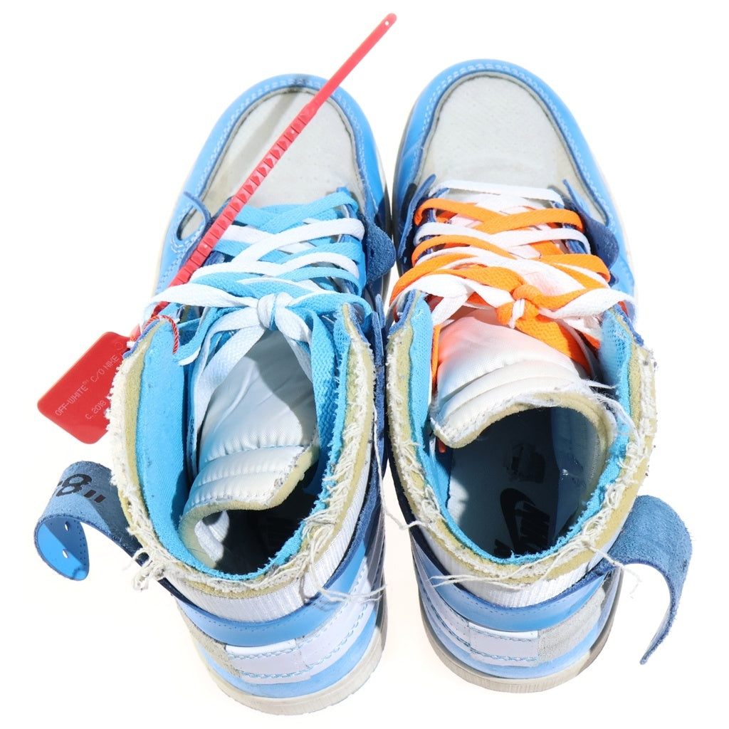 NIKE(ナイキ) ×OFF-WHITE AIR JORDAN 1 POWDER BLUE オフホワイト エアジョーダン1パウダーブルーハイカットスニーカー ホワイト×ブルー AQ0818-148 US11/29cm