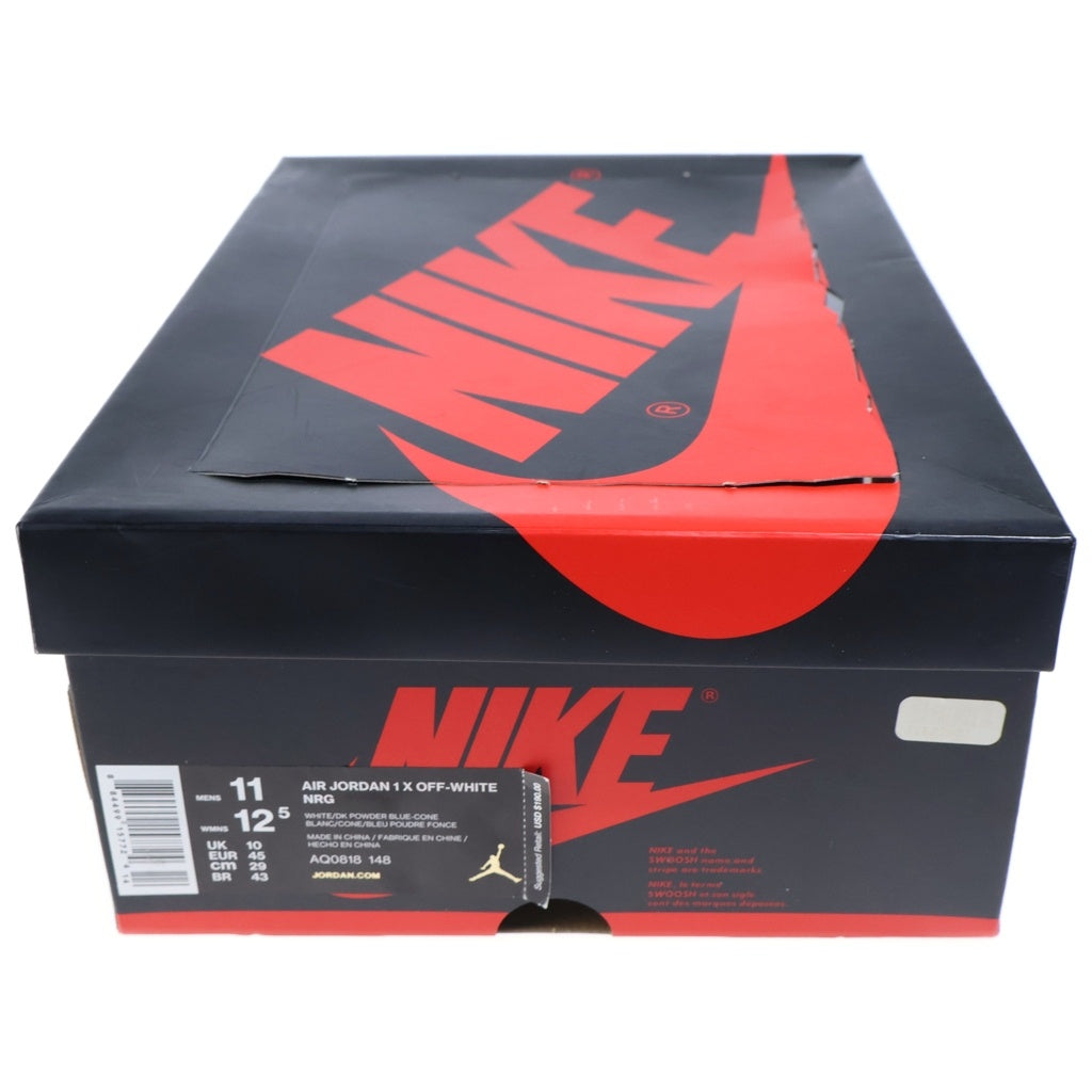 NIKE(ナイキ) ×OFF-WHITE AIR JORDAN 1 POWDER BLUE オフホワイト エアジョーダン1パウダーブルーハイカットスニーカー ホワイト×ブルー AQ0818-148 US11/29cm