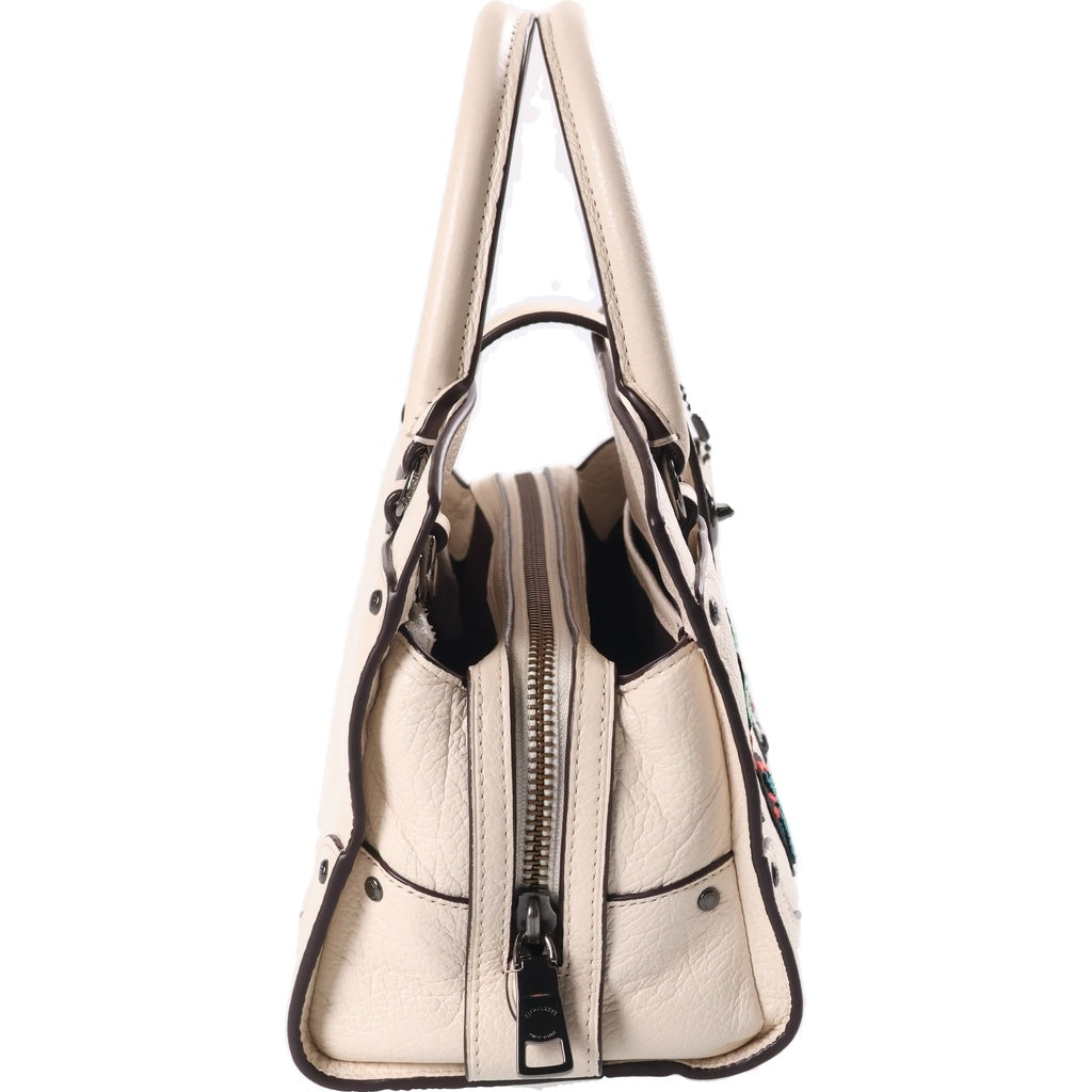 COACH(コーチ) マーサー サッチェル24 スーベニア エンブロイダリー 2WAYハンドバッグ ショルダーバッグ アイボリー レザー 57722 ガンメタ金具 レディース