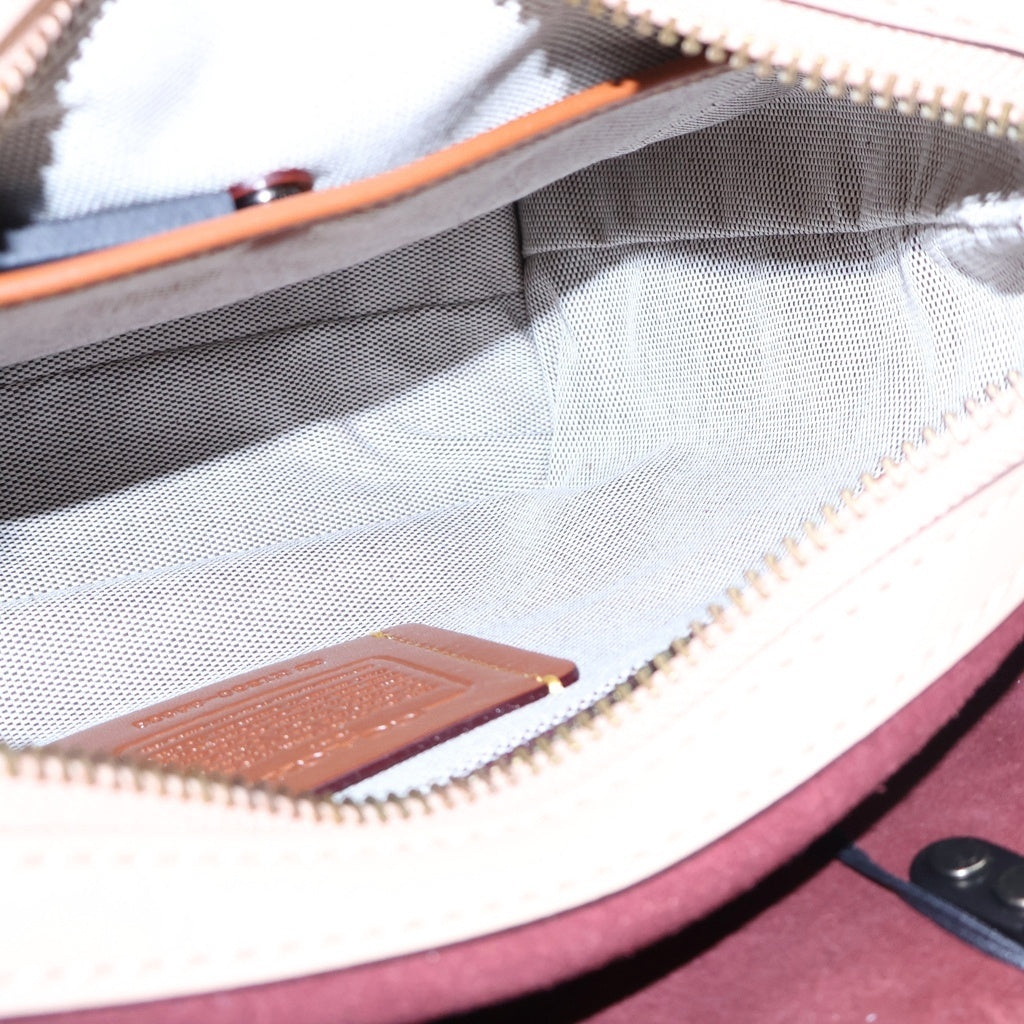 COACH(コーチ) ローグ25 ウィズ クリスタル ティーローズ 2WAYハンドバッグ ショルダーバッグ ピンクベージュ レザー 35583 ブラック金具 レディース