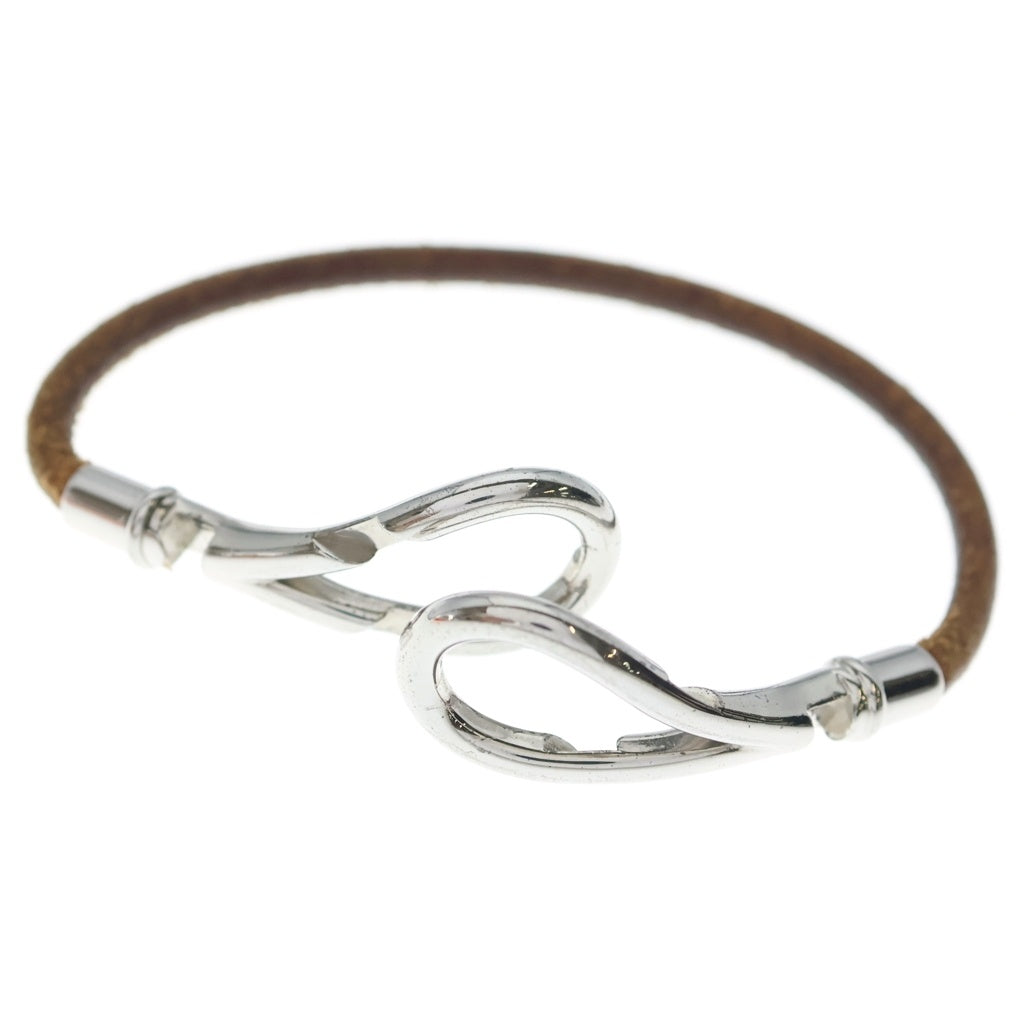 HERMES(エルメス) アタメ レザーブレスレット ブラウン×シルバー レディース