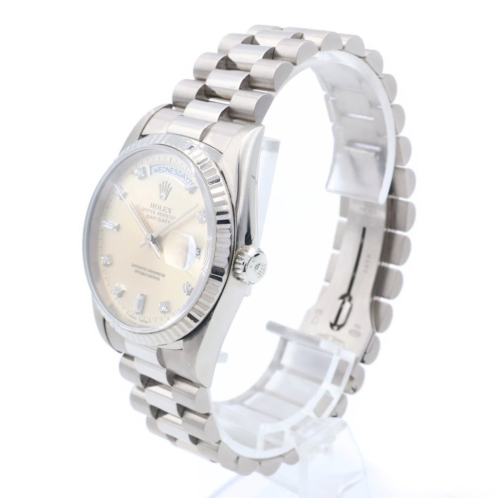 ROLEX(ロレックス) デイデイト シルバー文字盤 旧PD WG/AT 145g 18239A