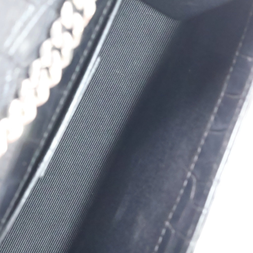 YVES SAINT LAURENT(イヴサンローラン) ケイト フリンジチェーン ショルダーミニバッグ ハンドバッグ クロコ型押し ブラック レザー 354120 レディース