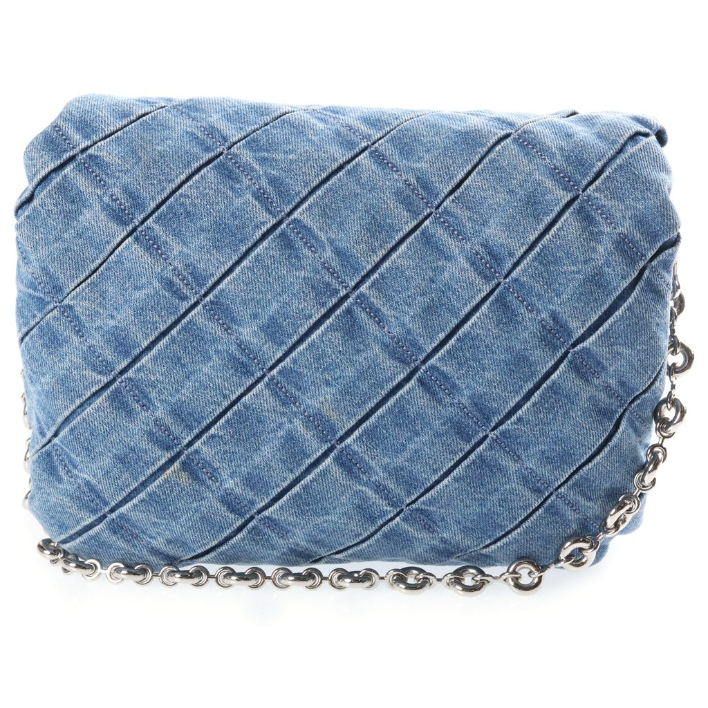 LOEWE(ロエベ) ゴヤ パファー デニムチェーンショルダー ハンドバッグ 2WAY ブルー デニム×レザー A896P41X36 0011110749 ストラップ×2 袋 レディース