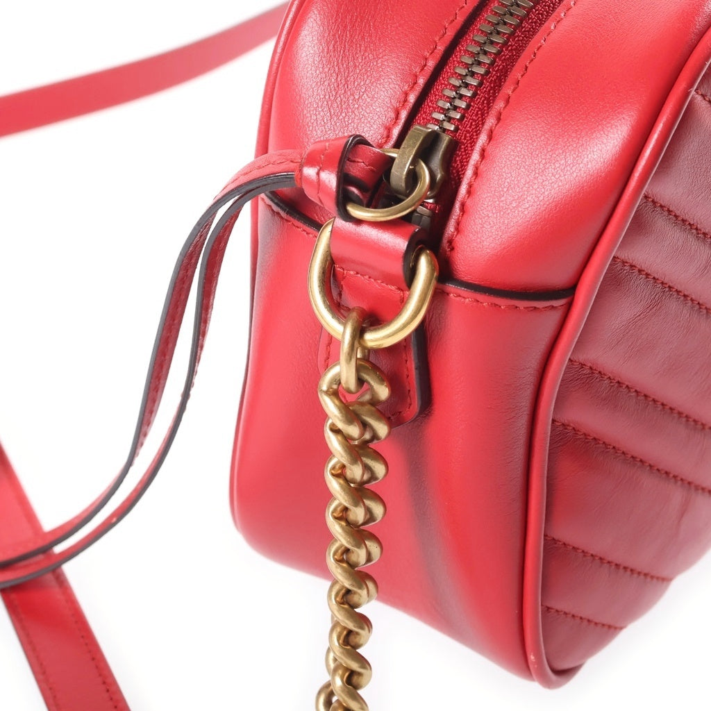 GUCCI(グッチ) GGマーモント チェーンショルダーバッグ レザー レッド 447632 レディース