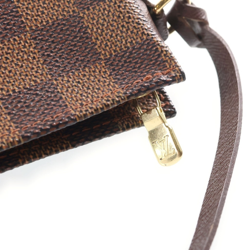LOUIS VUITTON(ルイヴィトン) ダミエ トゥルースメイクアップ ハンドバッグ ポーチ ブラウン PVC×レザー N51982 スト レディース