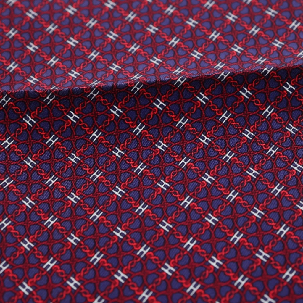 HERMES(エルメス) カレ40 Hロゴ 総柄 シルクスカーフ ネイビー×パープル レディース