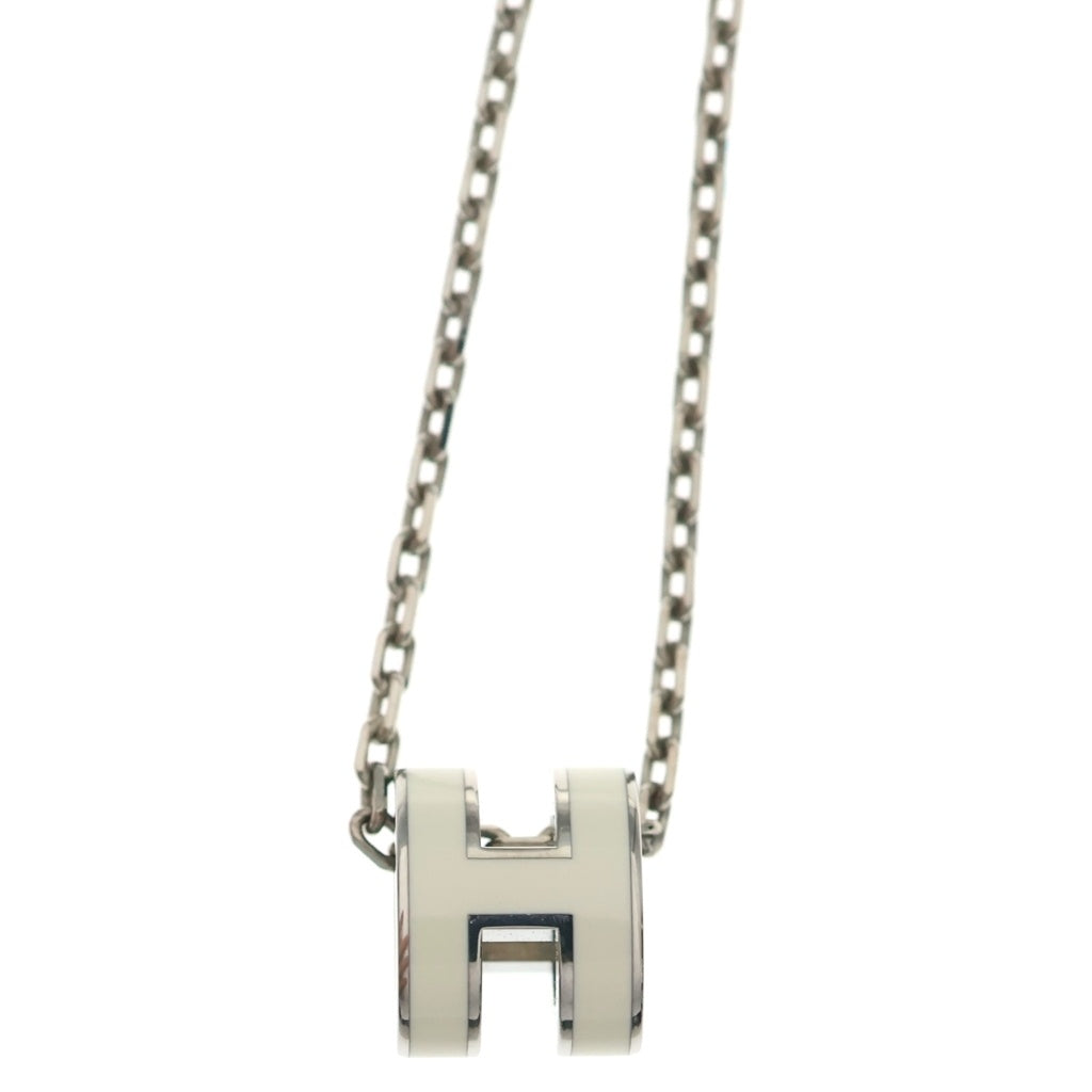 HERMES(エルメス) ミニポップアッシュHネックレス メタル ホワイト シルバー金具 箱、袋 レディース
