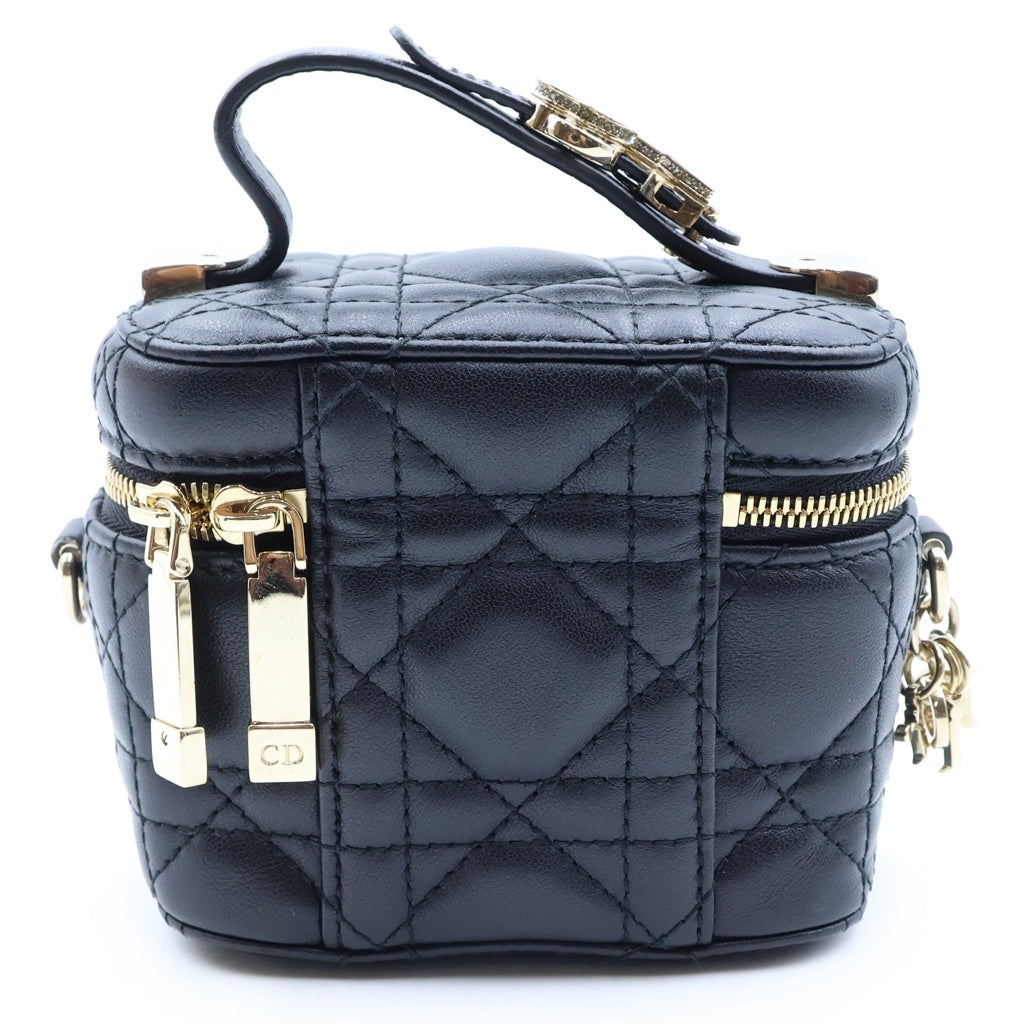 Christian Dior(クリスチャンディオール) レディディオール カナージュ マイクロバニティ ショルダーバッグ レザー ブラック レディース