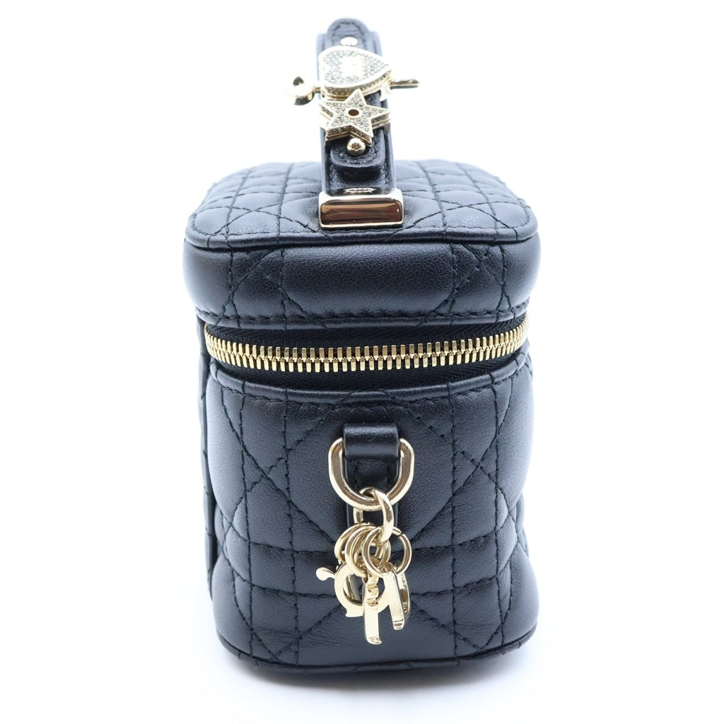 Christian Dior(クリスチャンディオール) レディディオール カナージュ マイクロバニティ ショルダーバッグ レザー ブラック レディース