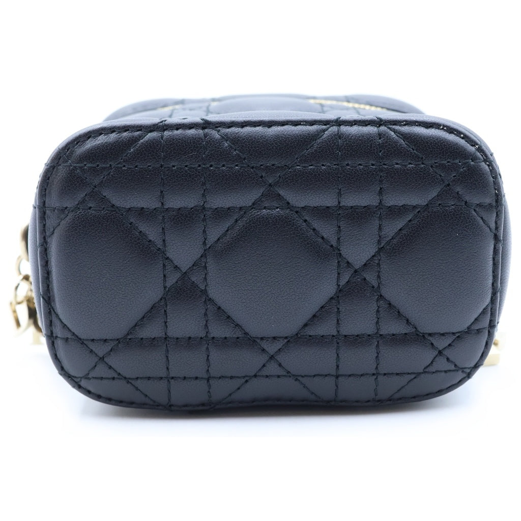 Christian Dior(クリスチャンディオール) レディディオール カナージュ マイクロバニティ ショルダーバッグ レザー ブラック レディース