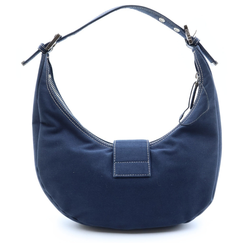 FENDI(フェンディ) バケット ショルダーバッグ ネイビー キャンバス レディース