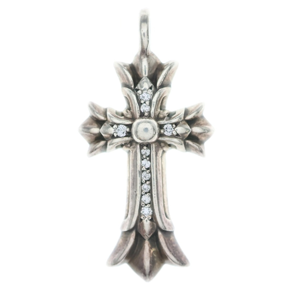CHROME HEARTS(クロムハーツ) DBL CH CRS P/DMND ダブルCHクロスチャーム XS パヴェダイヤモンド ペンダントトップ シルバー