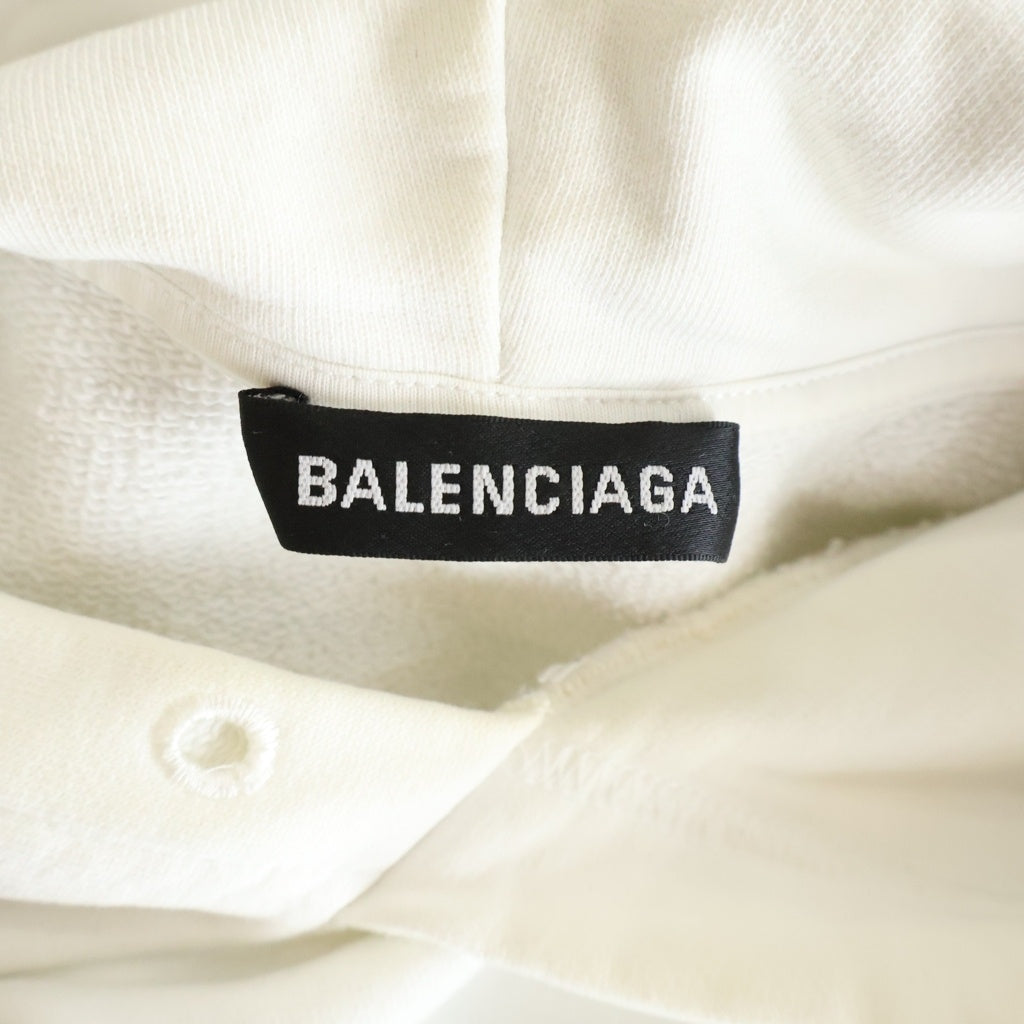 BALENCIAGA(バレンシアガ) 19SS バックロゴプリント スウェット プルオーバーパーカー フーディー ホワイト 556143 TAV37