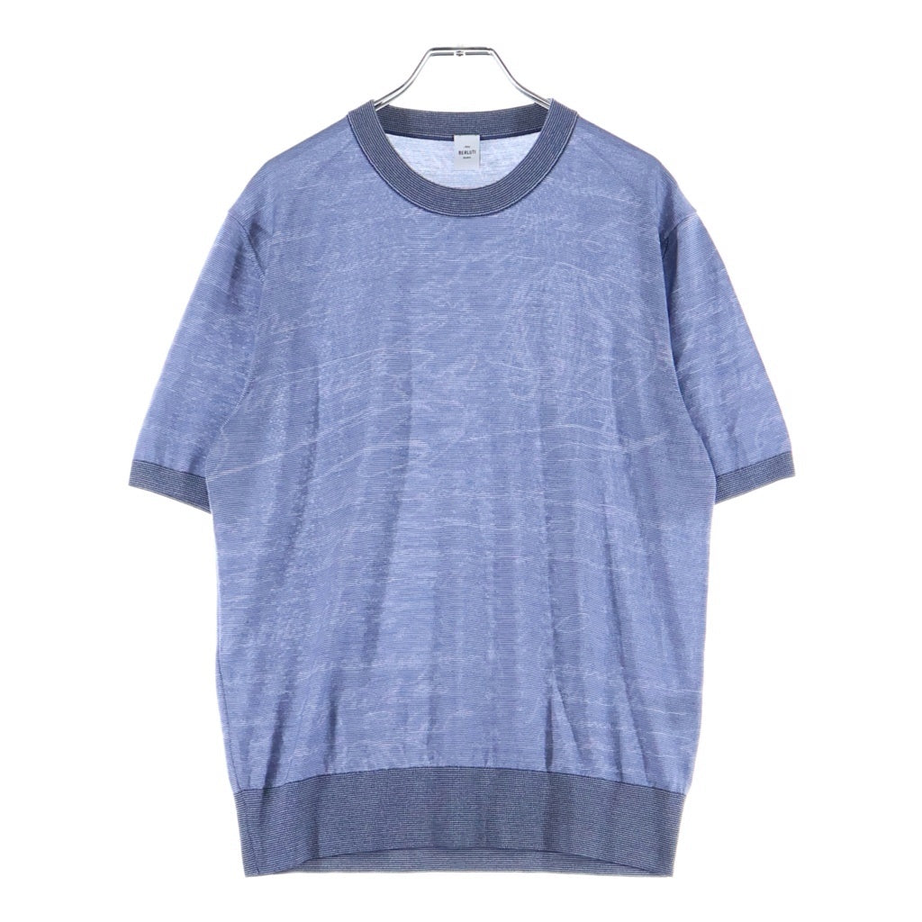 Berluti(ベルルッティ) ライト スクリットパターン クルーネック 半袖ニット Tシャツ ブルー R29KRS61YWDN