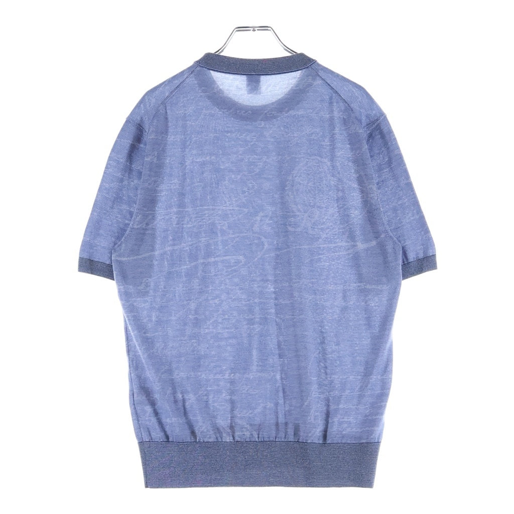 Berluti(ベルルッティ) ライト スクリットパターン クルーネック 半袖ニット Tシャツ ブルー R29KRS61YWDN