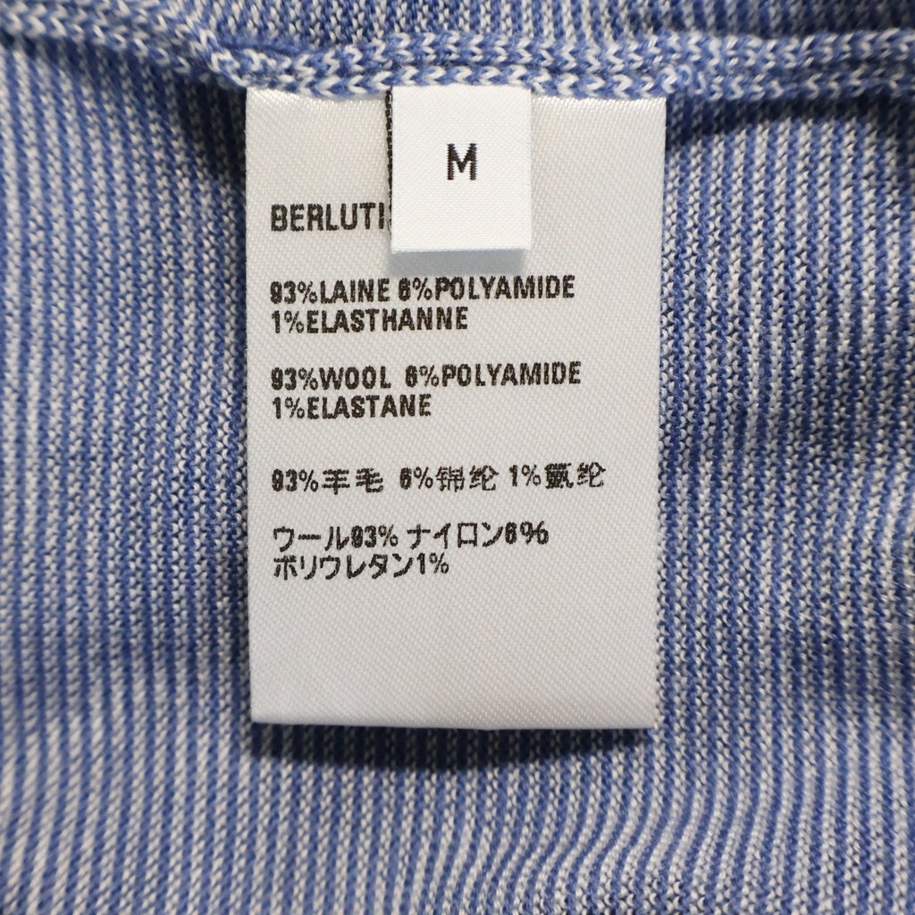 Berluti(ベルルッティ) ライト スクリットパターン クルーネック 半袖ニット Tシャツ ブルー R29KRS61YWDN