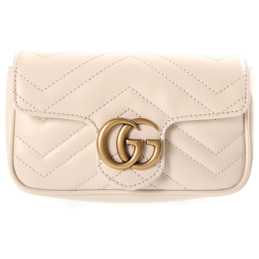 GUCCI(グッチ) GGマーモント チェーンショルダーバッグ レザー アイボリー 476433 2149 チェーン、箱、袋 レディース