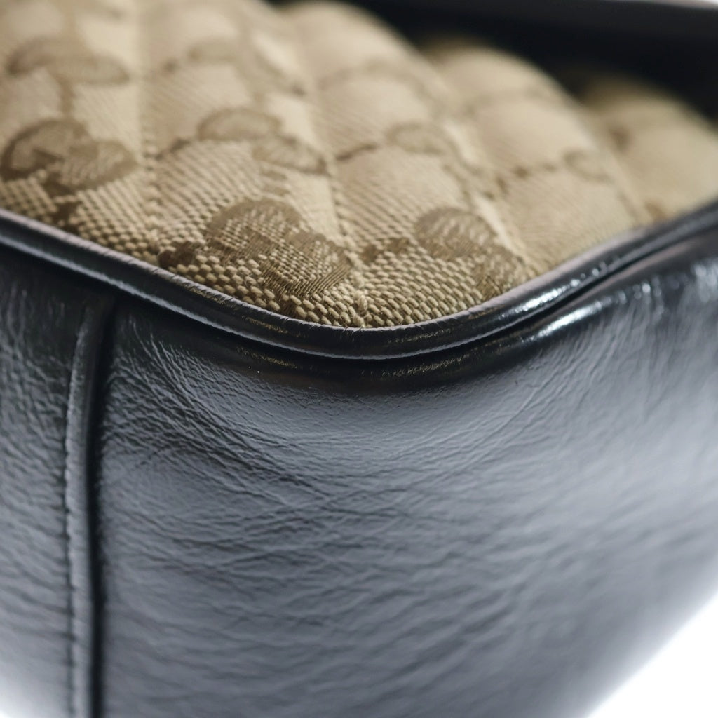 GUCCI(グッチ) GGマーモント チェーンショルダーバッグ ハンドバッグ キャンバス×レザー ベージュ×ブラック 443497 520981 箱、袋 レディース