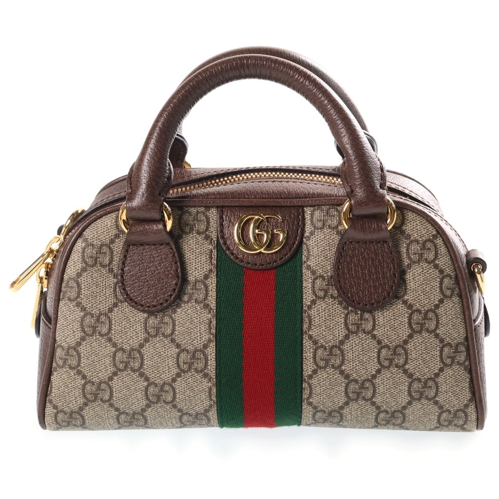 GUCCI(グッチ) GGスプリーム オフィディア ミニ ハンドバッグ ショルダーバッグ 2WAY PVC×レザー ベージュ×ブラウン 734606 493075 スト、袋 レディース