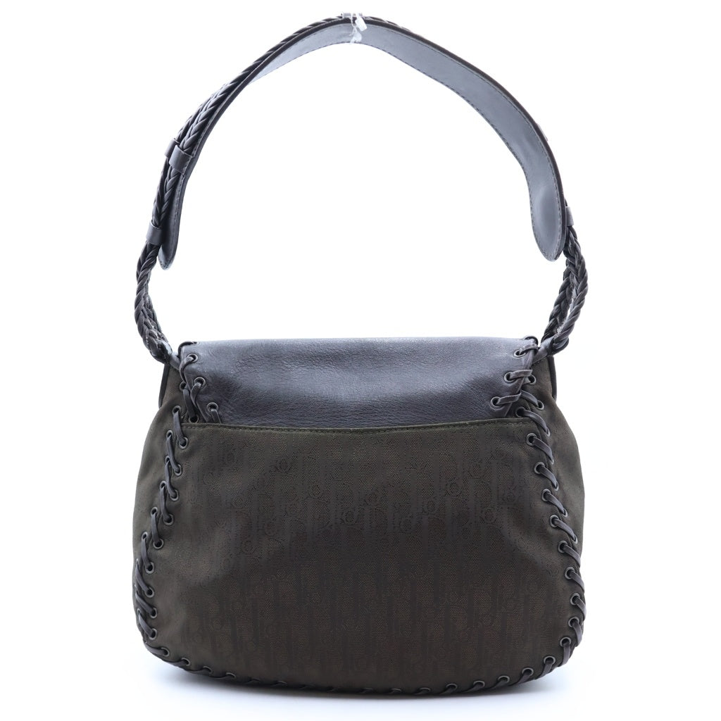 DIOR(ディオール) エスニックライン ショルダーバッグ ハンドバッグ キャンバス×レザー ブラウン 12-BO-0067 チャーム レディース