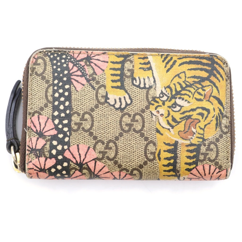 GUCCI(グッチ) GGスプリーム ベンガルジップ コインケース コンパクトジップ ベージュ×ブラウン PVC×レザー 452357 2091 箱、袋 レディース