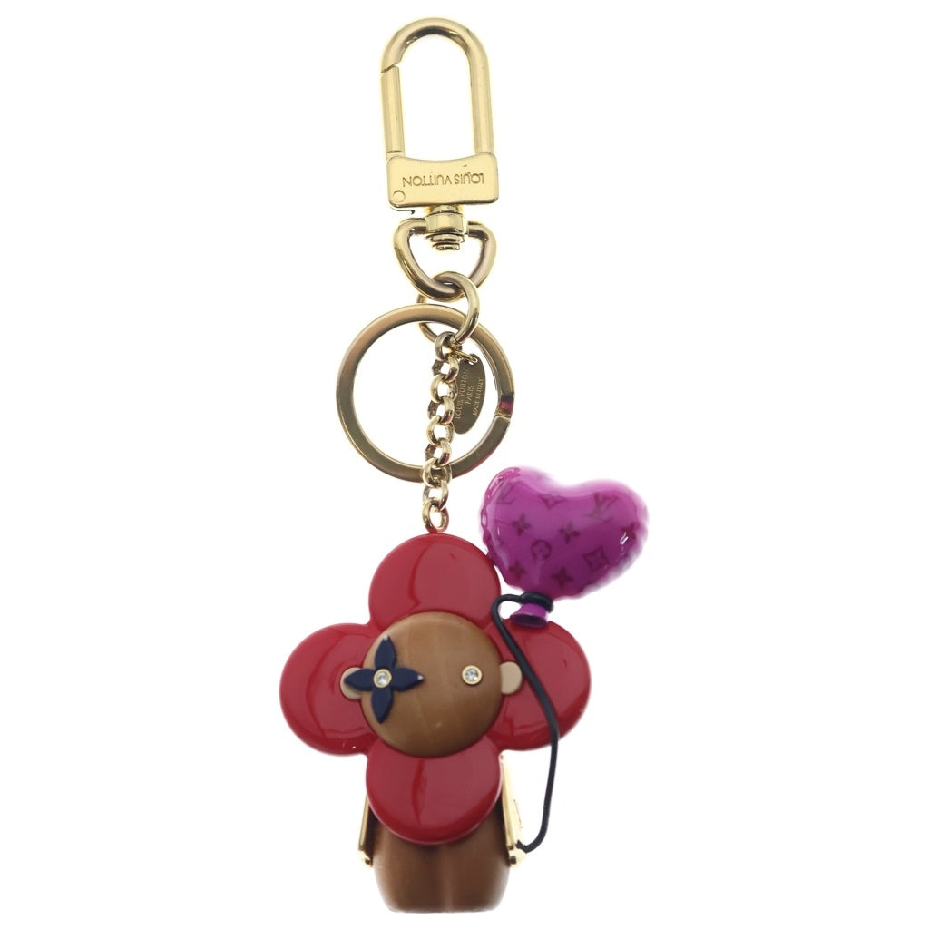 LOUIS VUITTON(ルイヴィトン) ポルトクレヴィヴィエンヌ チャーム キーホルダー プラスチック×ウッド×メタル レッド×パープル×ブラウン M80249 DI0211 レディース