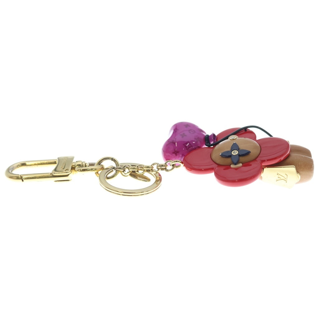 LOUIS VUITTON(ルイヴィトン) ポルトクレヴィヴィエンヌ チャーム キーホルダー プラスチック×ウッド×メタル レッド×パープル×ブラウン M80249 DI0211 レディース