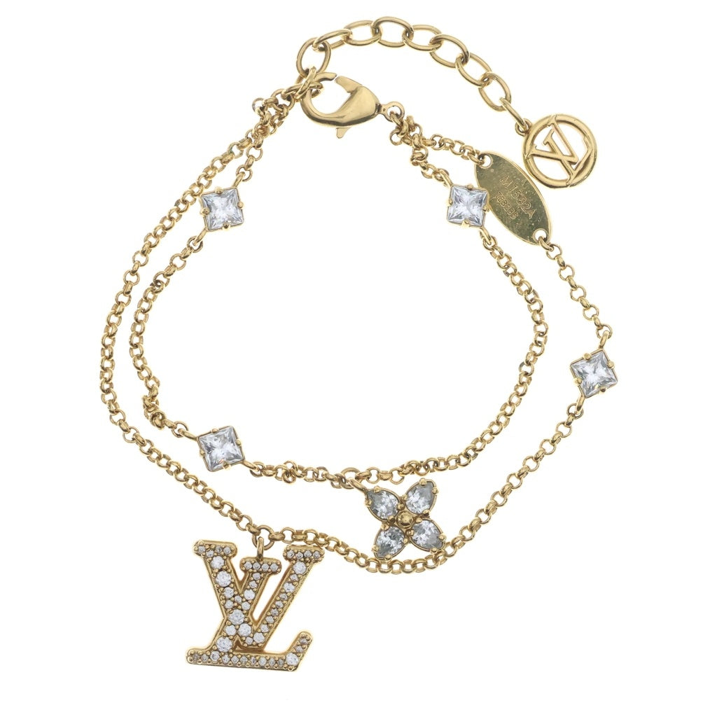 LOUIS VUITTON(ルイヴィトン) ブレスレット・レディ LV ゴールド メタル ラインストーン M1285A TE3235