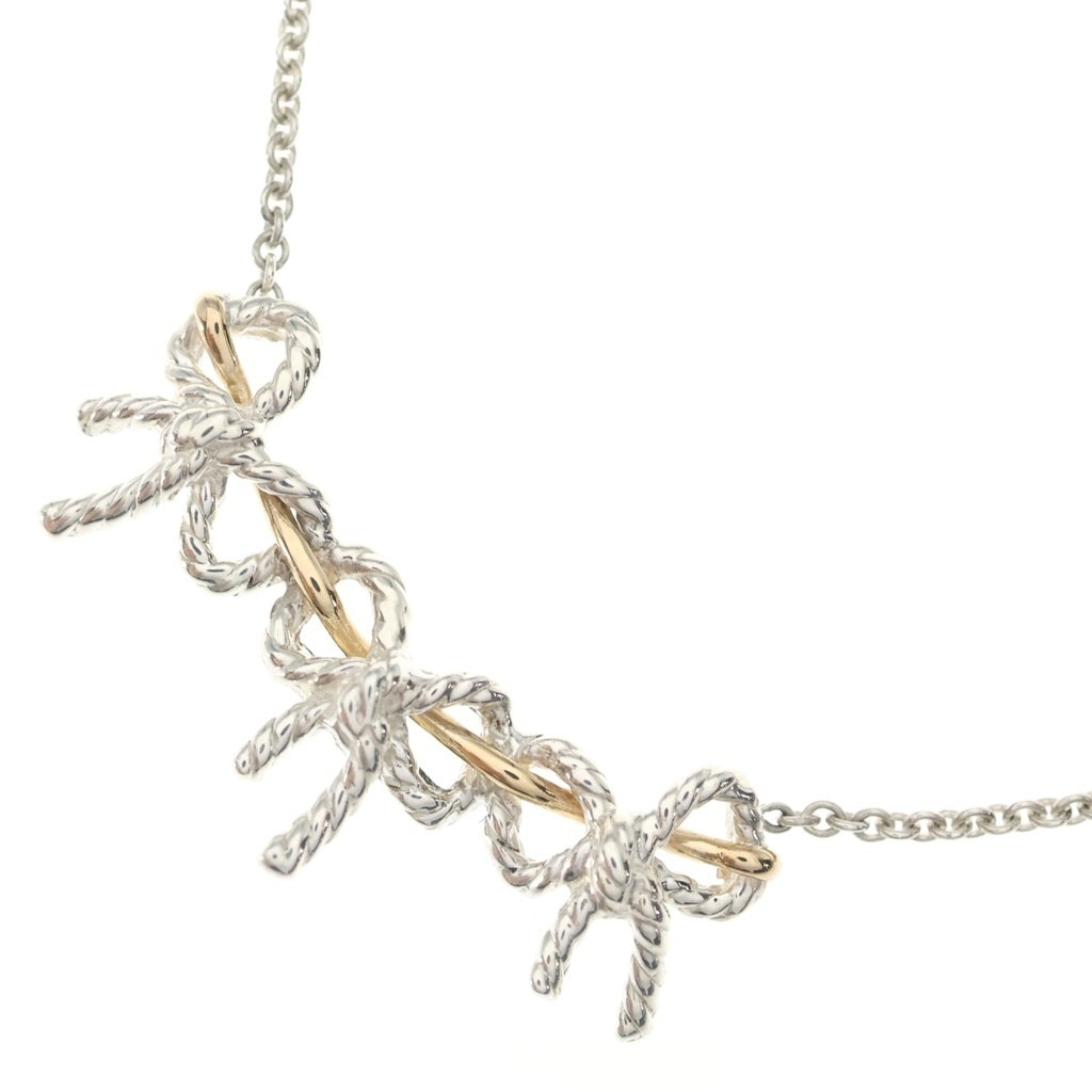 TIFFANY & Co.(ティファニー) トリプルリボン ネックレス シルバー×ゴールド SV925 Au750 レディース