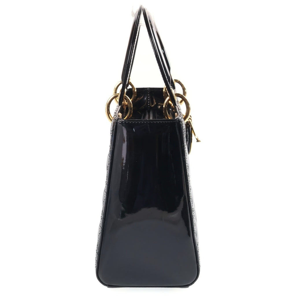 DIOR(ディオール) レディディオール ミディアム ハンドバッグ ブラック パテント ゴールド金具 レディース