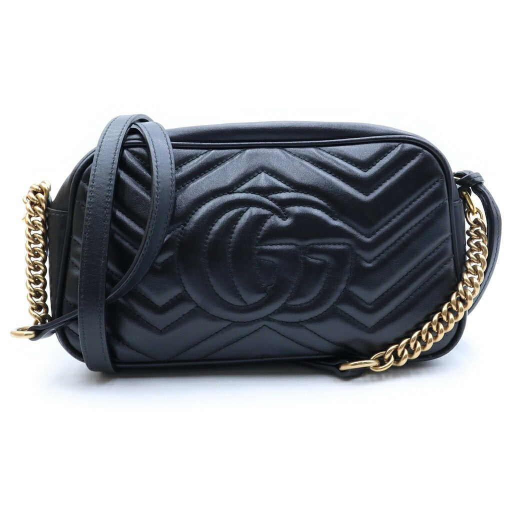 GUCCI(グッチ) GGマーモント チェーンショルダーバッグ ブラック レザー 447632 486628 袋