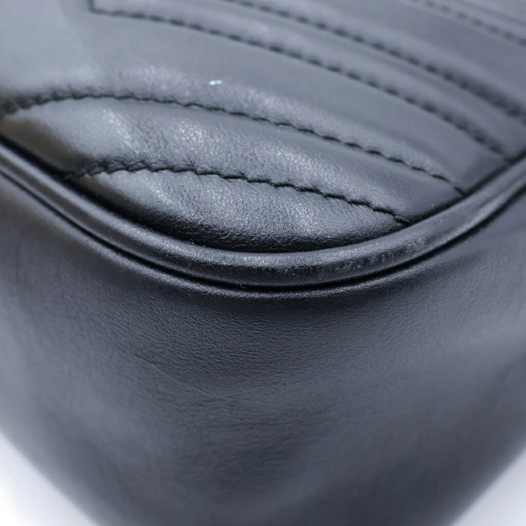 GUCCI(グッチ) GGマーモント チェーンショルダーバッグ ブラック レザー 447632 486628 袋