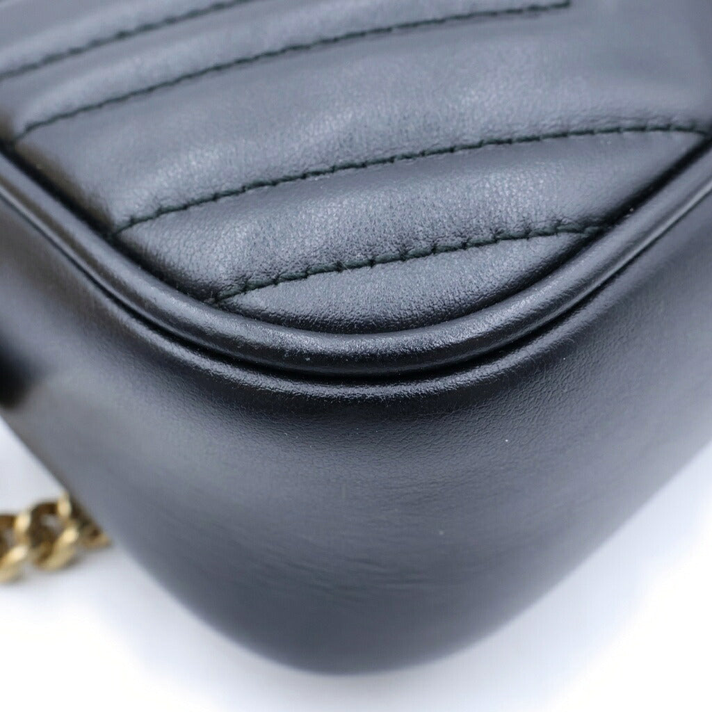 GUCCI(グッチ) GGマーモント チェーンショルダーバッグ ブラック レザー 447632 520981